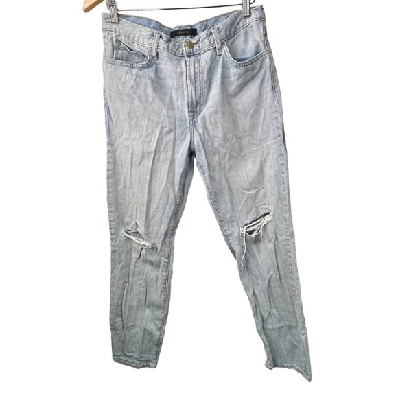 J Brand Sie 29 Tate Boy Fit Jeans Distressed Denim Blue Cotton Lyocell Blend - Picture 4 of 12